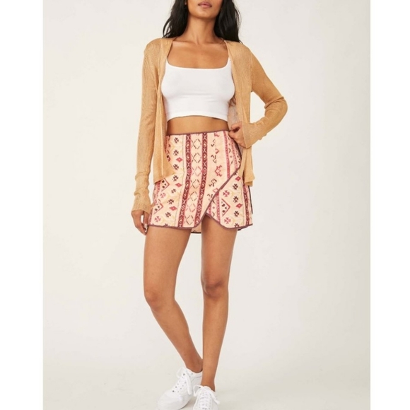 Free People Cleo Print Faux Wrap Cotton Skirt - Picture 3 of 10